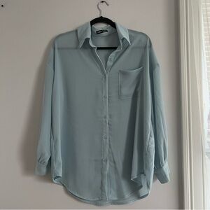 SHEIN Light Blue Women's Button Down Shirt